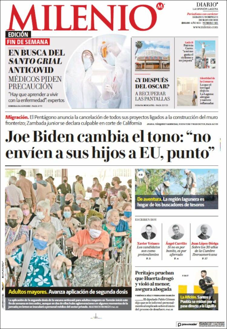 Portada de Milenio - Laguna (M&eacute;xico)