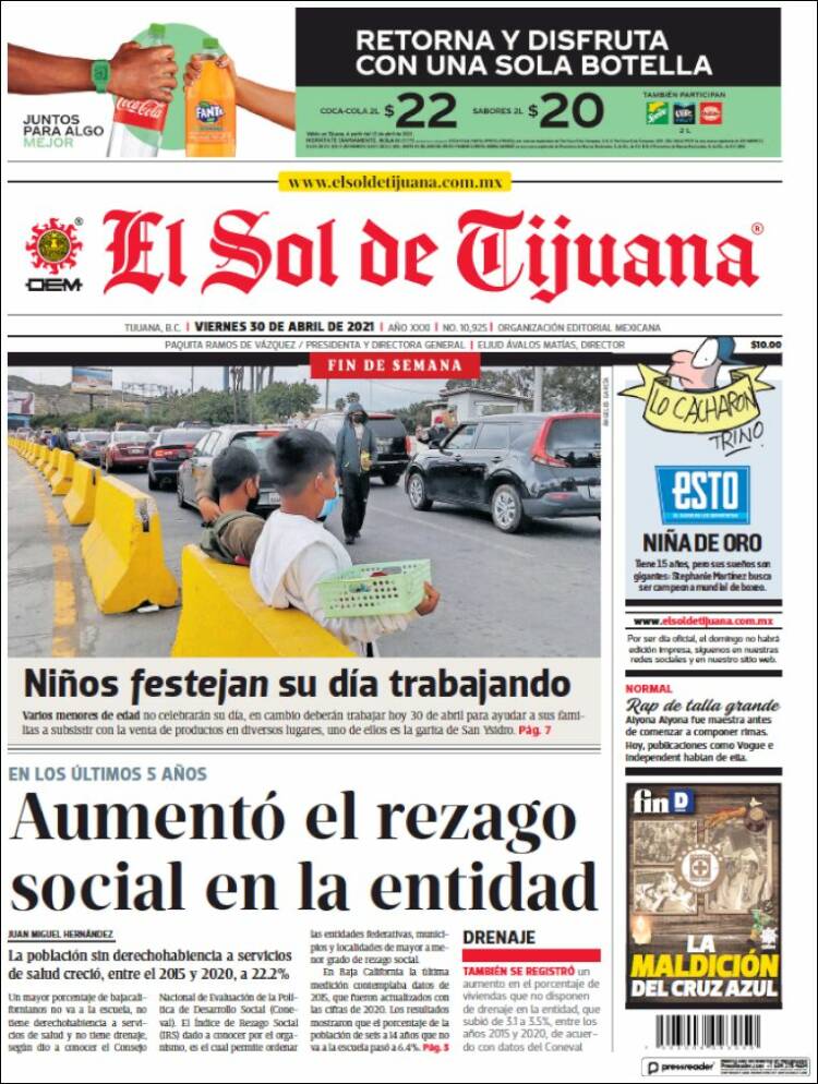 Portada de El Sol de Tijuana (México)