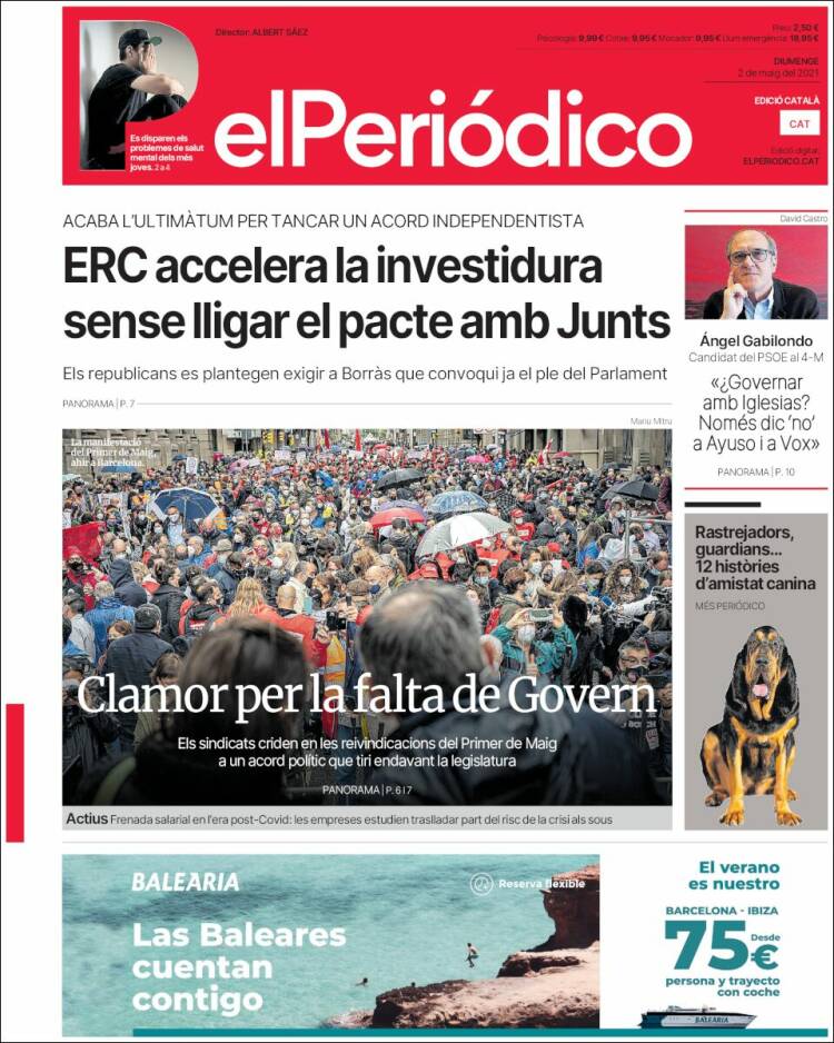 Portada de El Periódico de Catalunya (España)