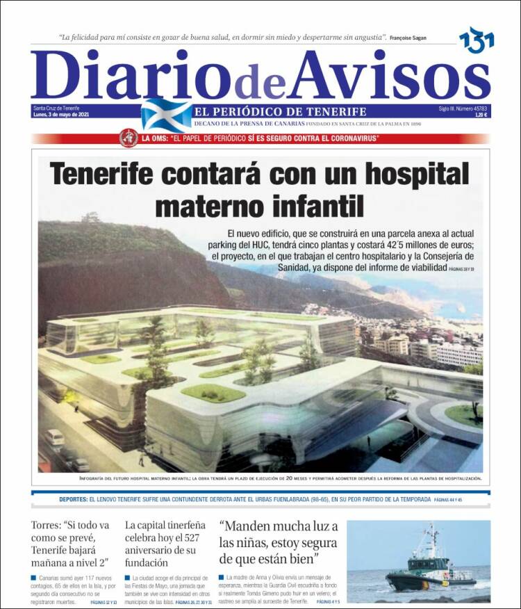 Portada de Diarios de Avisos (España)