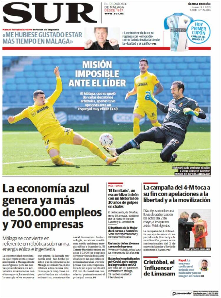 Portada de Diario el Sur (España)