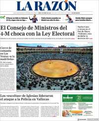 Portada de La Razón (España)