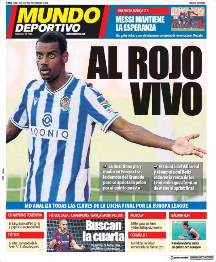 Portada de Mundo Deportivo Gipuzkoa (España)