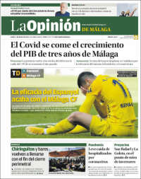 Portada de La Opinión de Málaga (España)