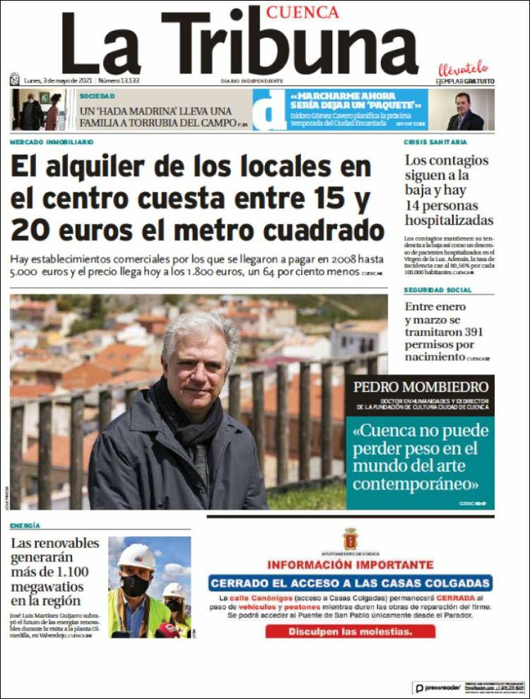 Portada de La Tribuna de Cuenca (Spain)