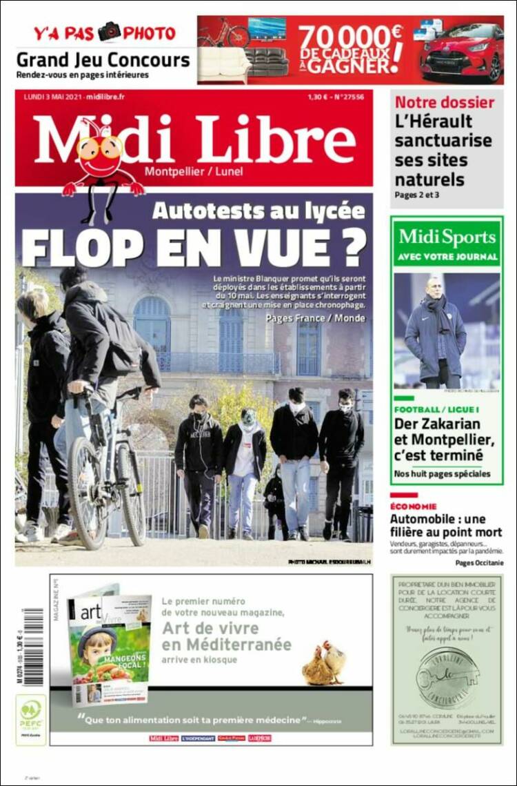 Portada de Midi Libre (Francia)