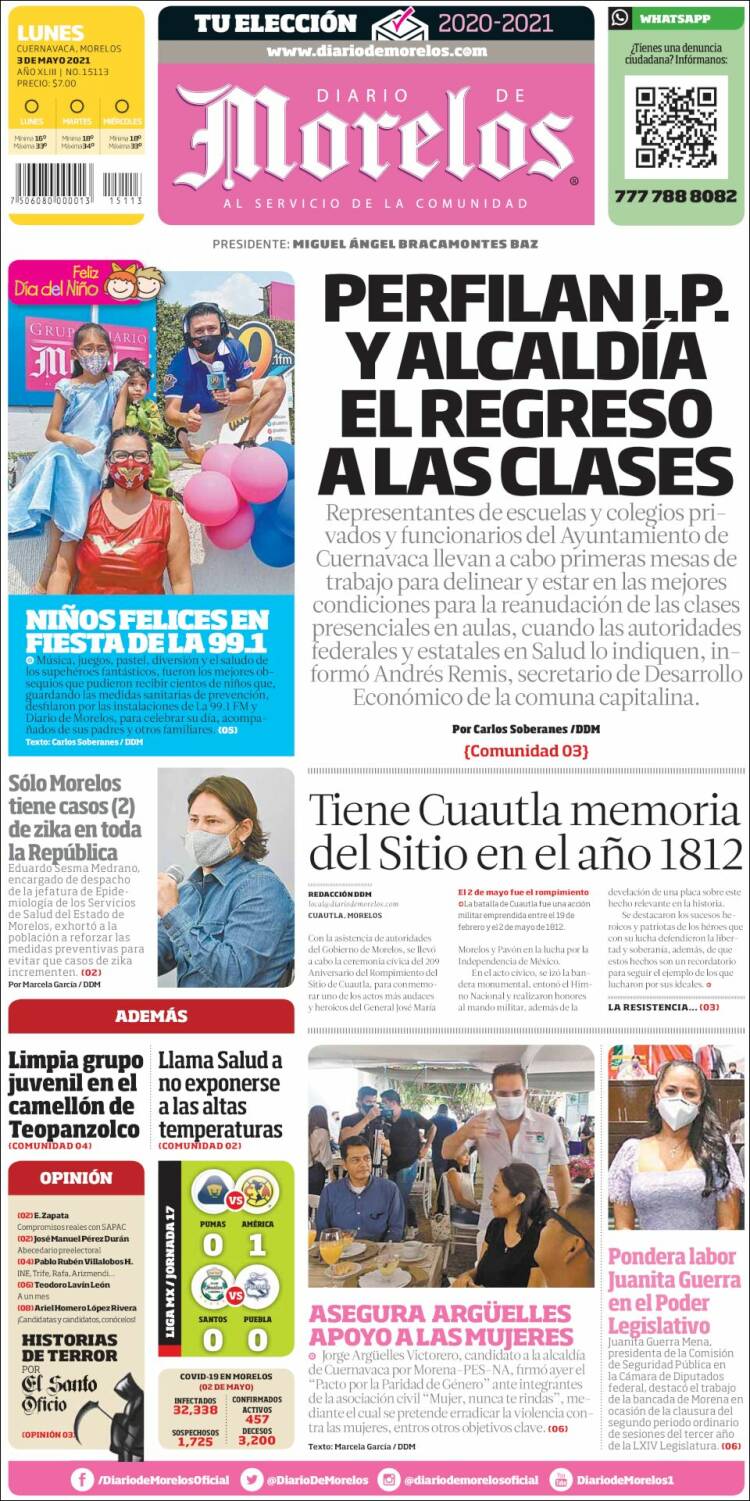 Portada de Diario de Morelos (México)