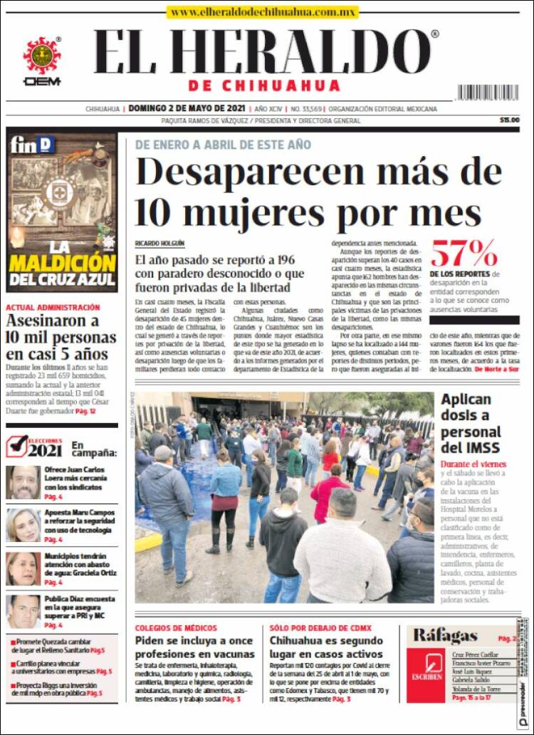 Portada de El Heraldo de Chihuahua (México)