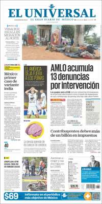 Portada de El Universal (México)