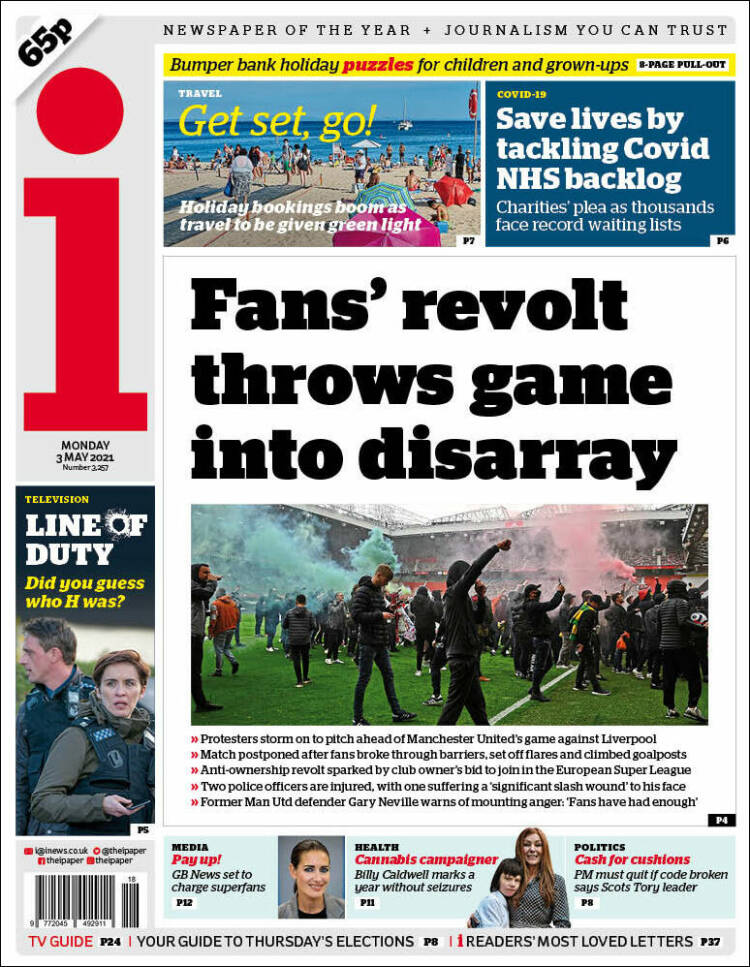 Portada de The i (Reino Unido)