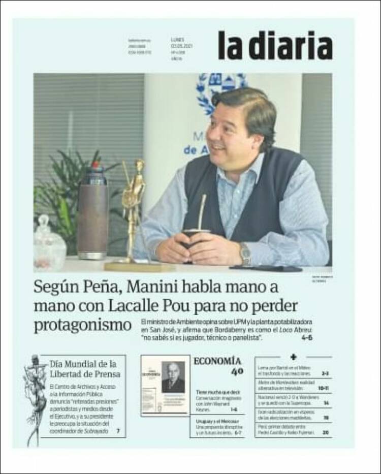 Portada de La Diaria (Uruguay)