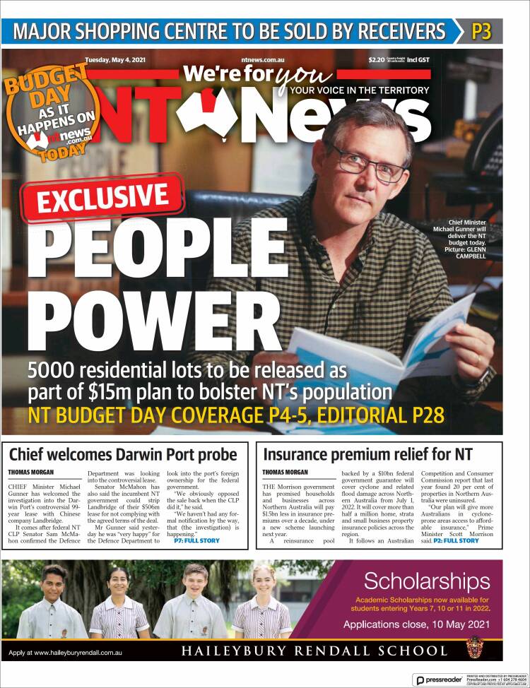 Portada de Northern Territory News (Australia)