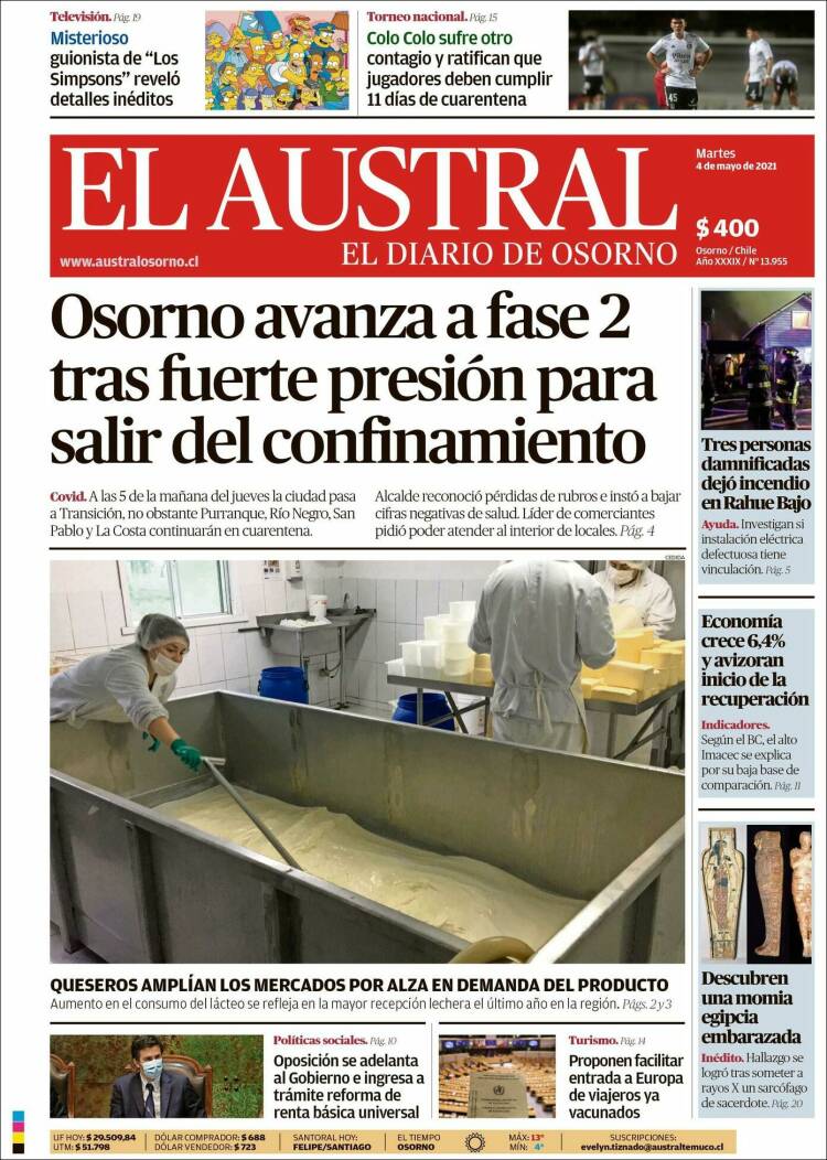 Portada de El Austral de Osorno (Chile)