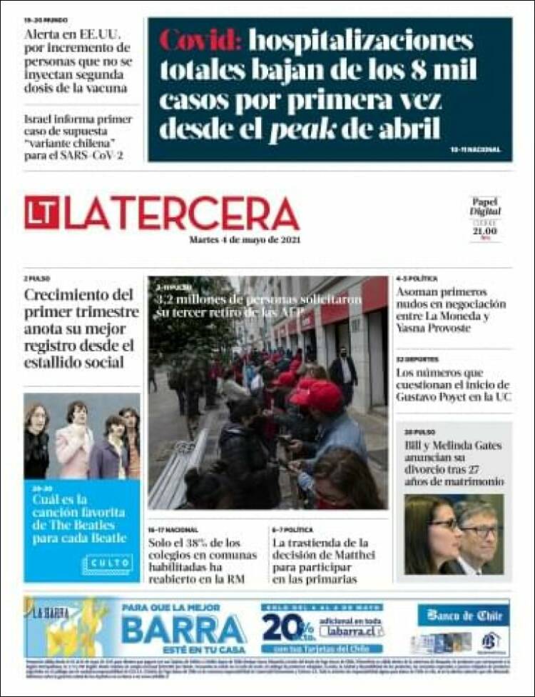 Portada de La Tercera (Chile)