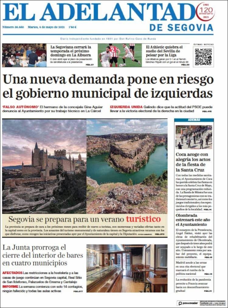 Portada de El Adelantado de Segovia (España)