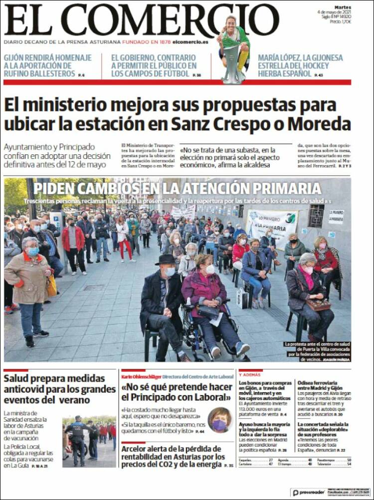 Portada de El Comercio - Gijón (España)