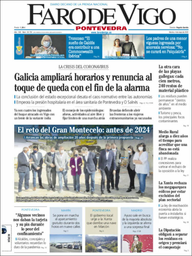Portada de El Faro de Vigo - Pontevedra (España)