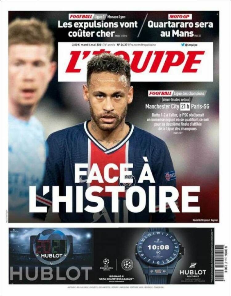 Portada de L'Equipe (Francia)