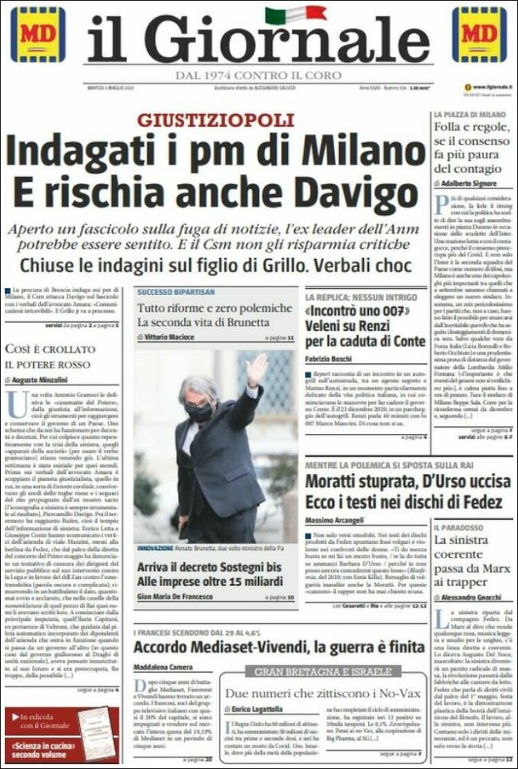 Portada de il Giornale (Italia)