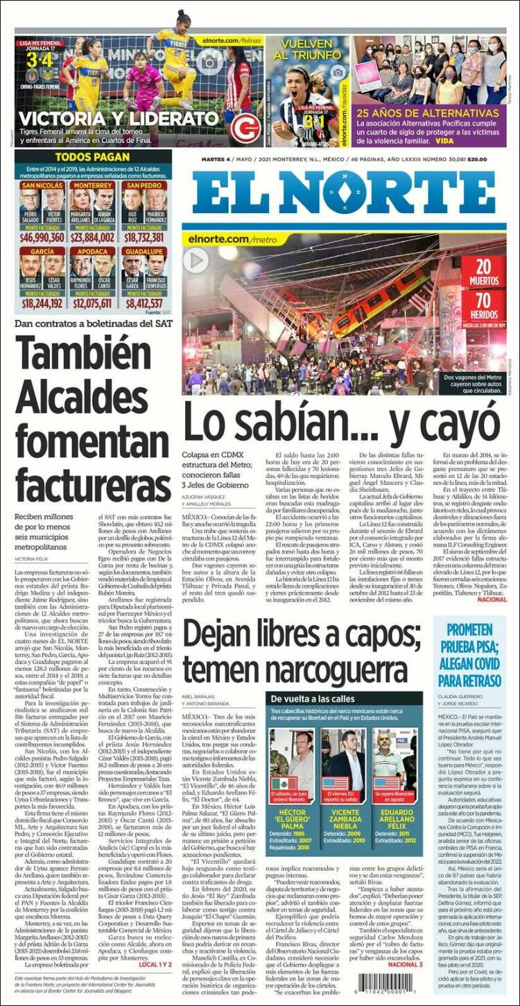 Portada de El Norte (M&eacute;xico)