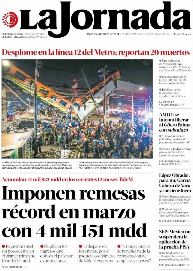 Portada de La Jornada (M&eacute;xico)