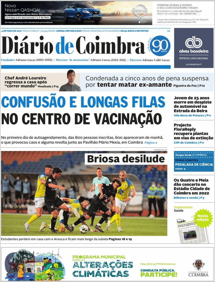 Portada de Diário de Coimbra (Portugal)