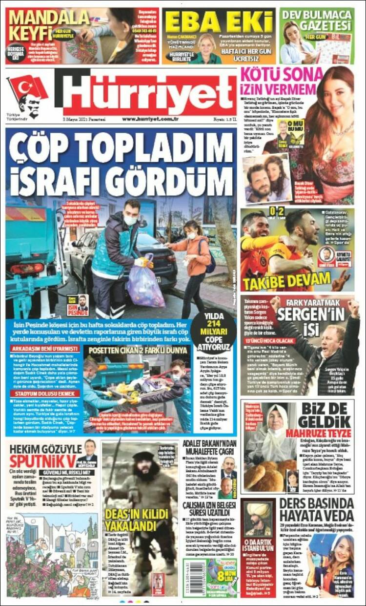 Portada de Hürriyet (Turqu&iacute;a)