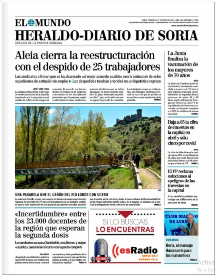 Portada de Diario de Soria (España)