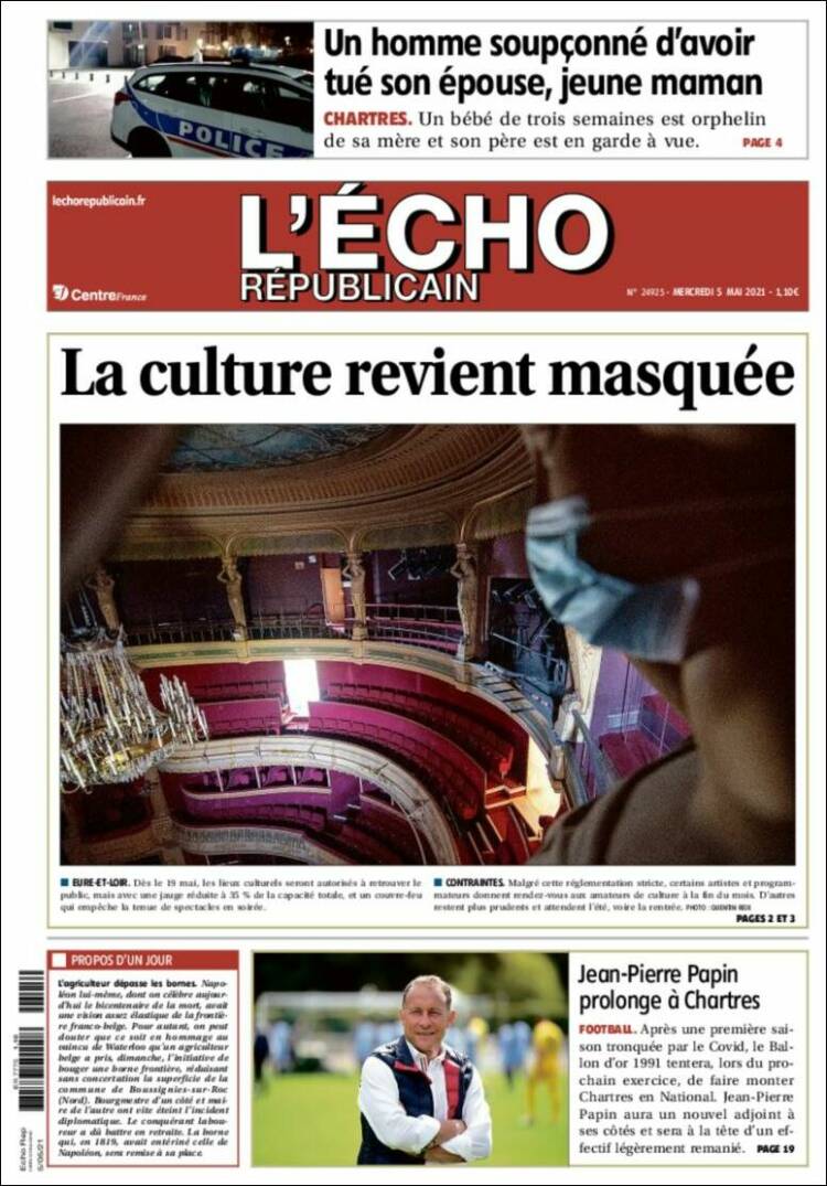 Portada de L'Echo Républicain (Francia)