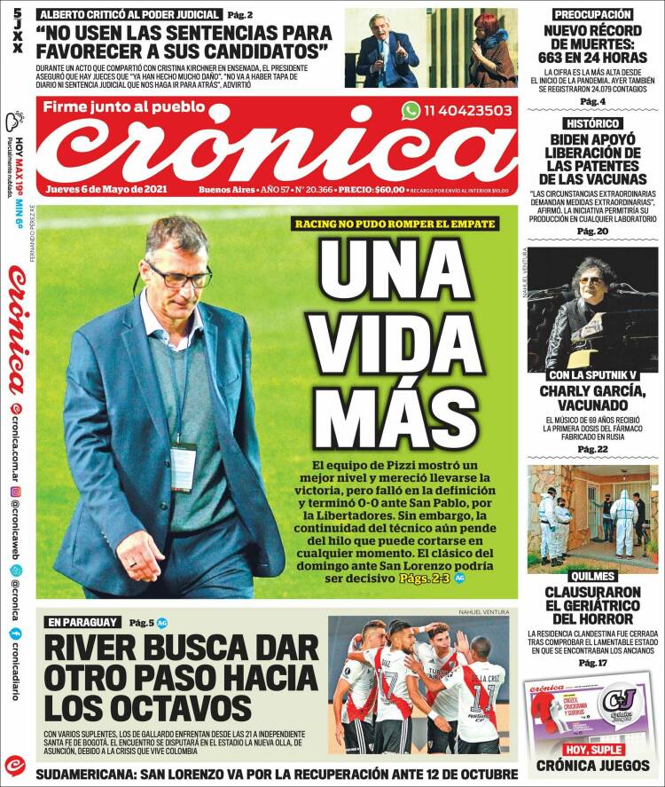 Portada de Crónica (Argentina)