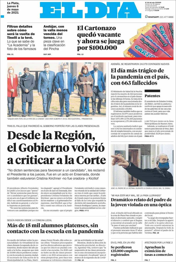 Portada de El Día de la Plata (Argentina)