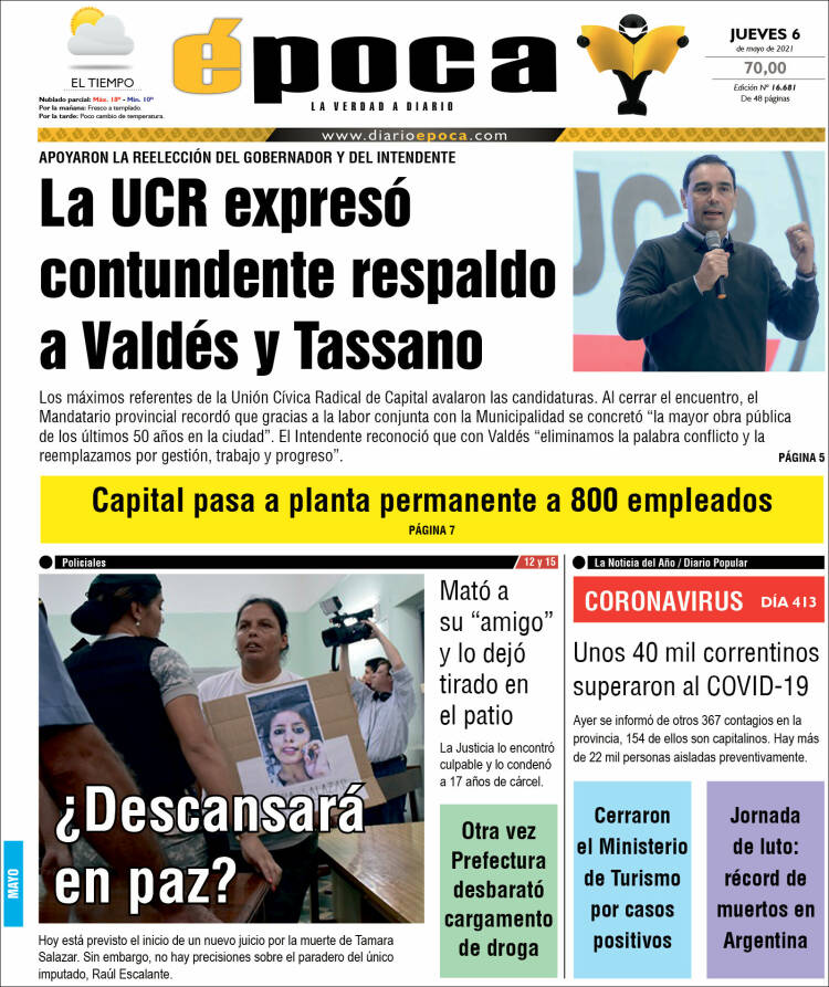 Portada de Diario Época (Argentina)