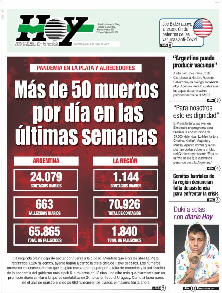 Portada de Diario Hoy (Argentina)