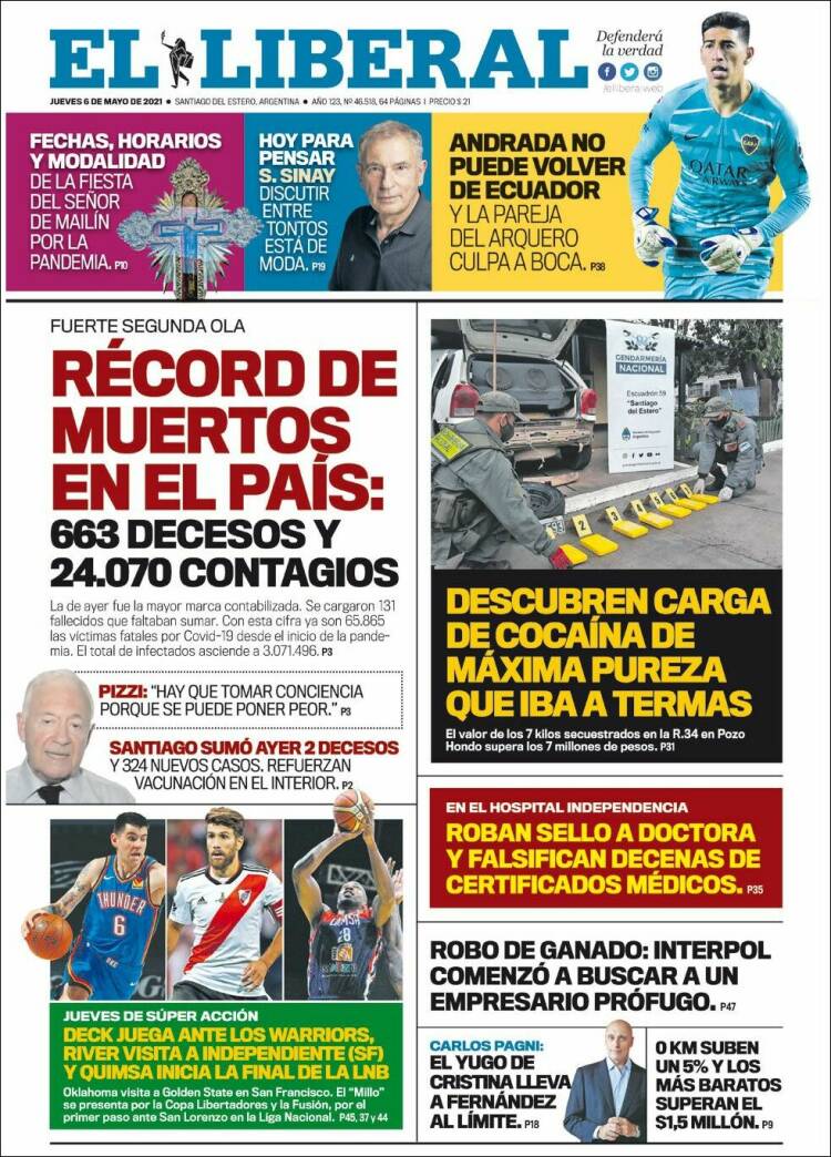 Portada de Diario El Liberal (Argentina)