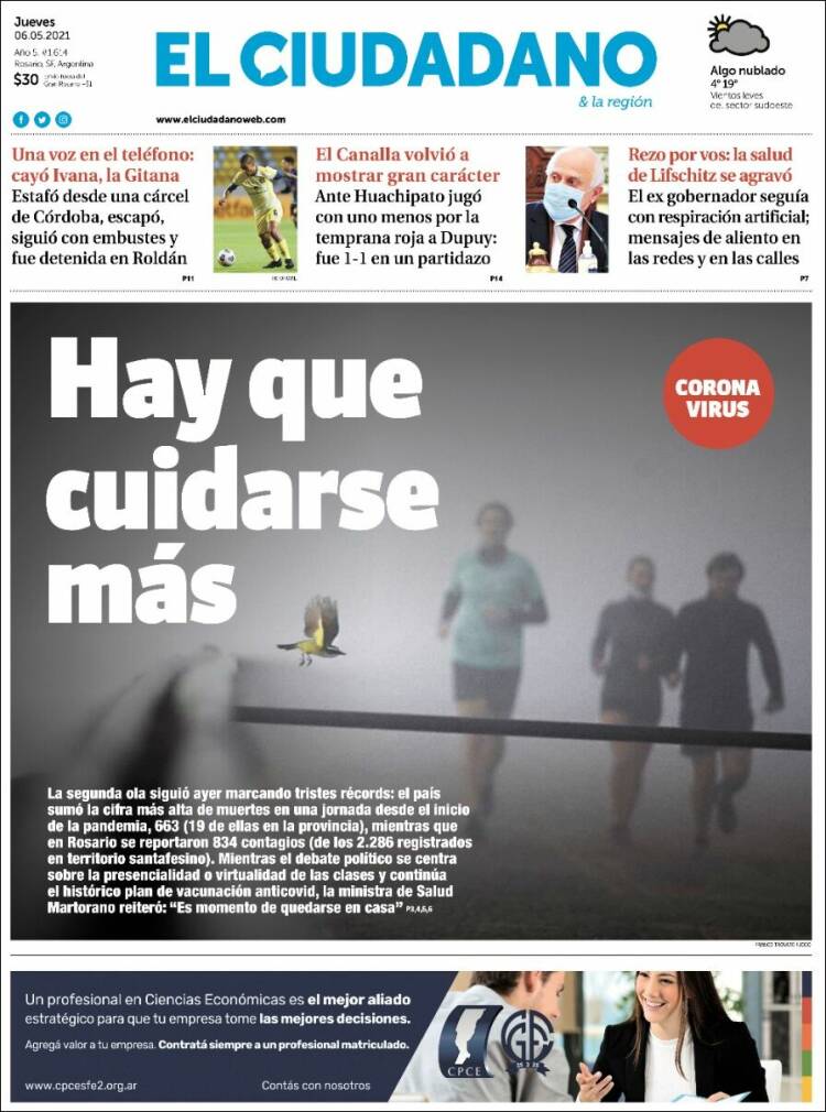 Portada de Diario El Ciudadano (Argentina)