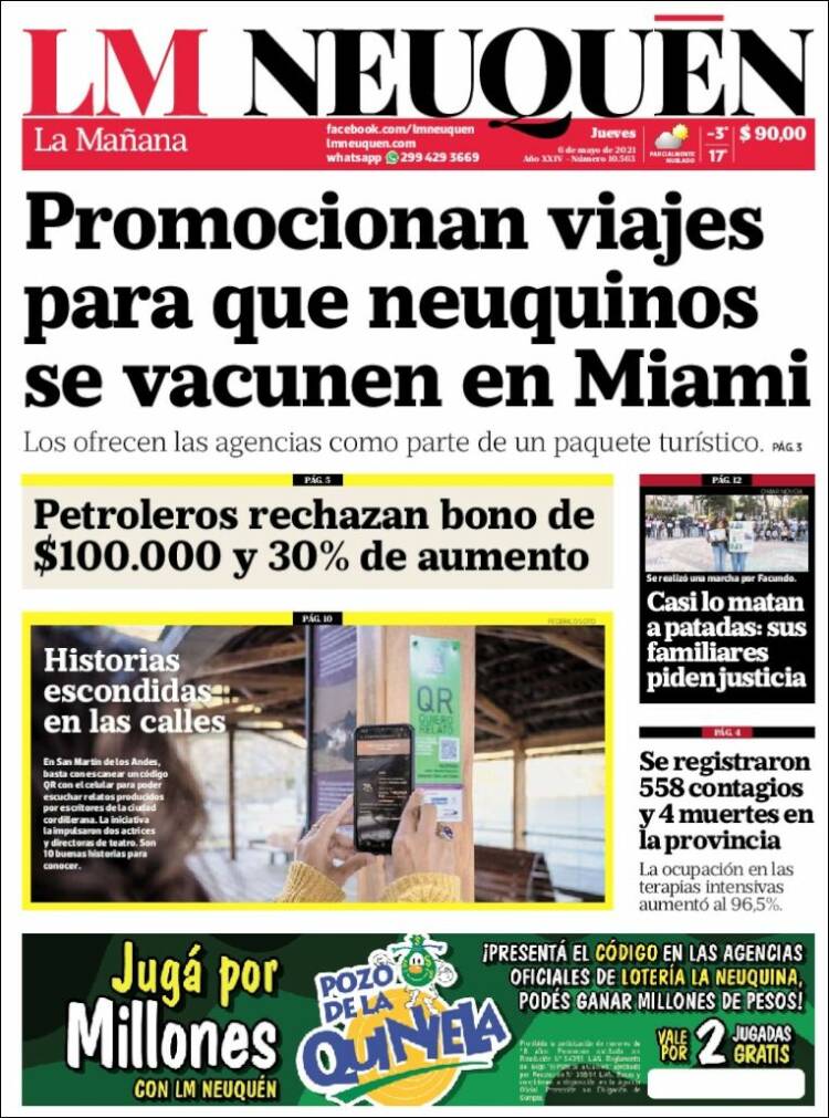 Portada de La Mañanade Neuquén (Argentina)