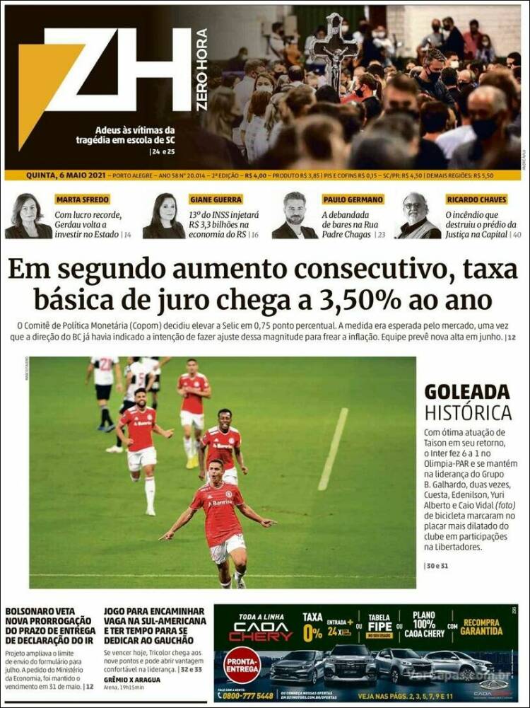 Portada de Zero Hora (Brasil)