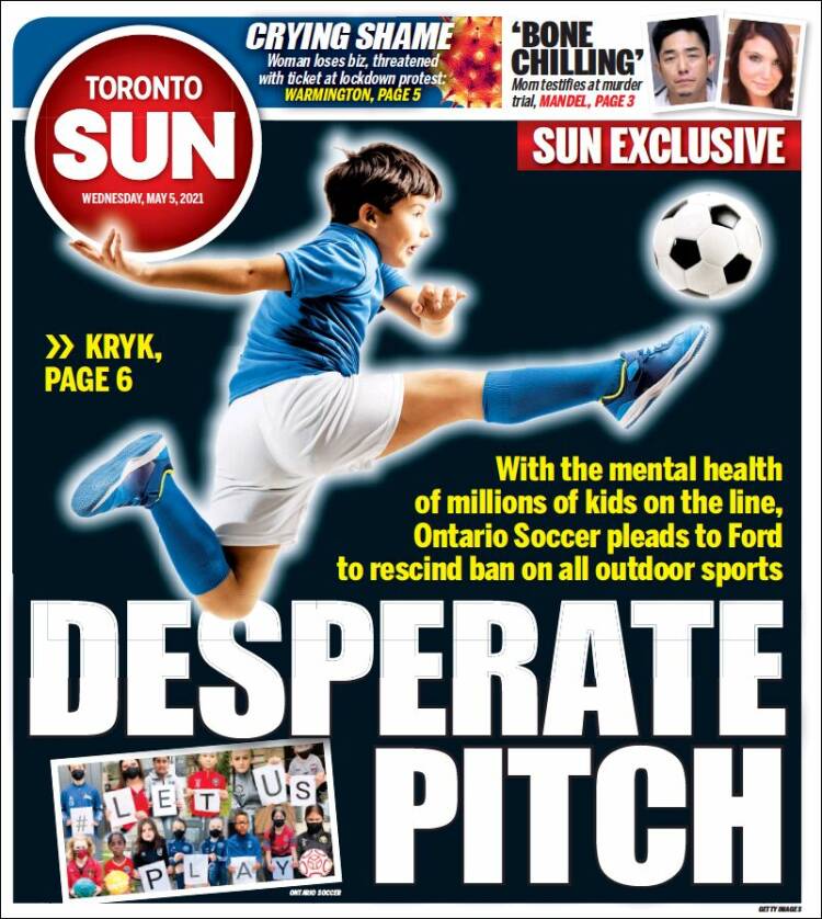 Portada de The Toronto Sun (Canadá)