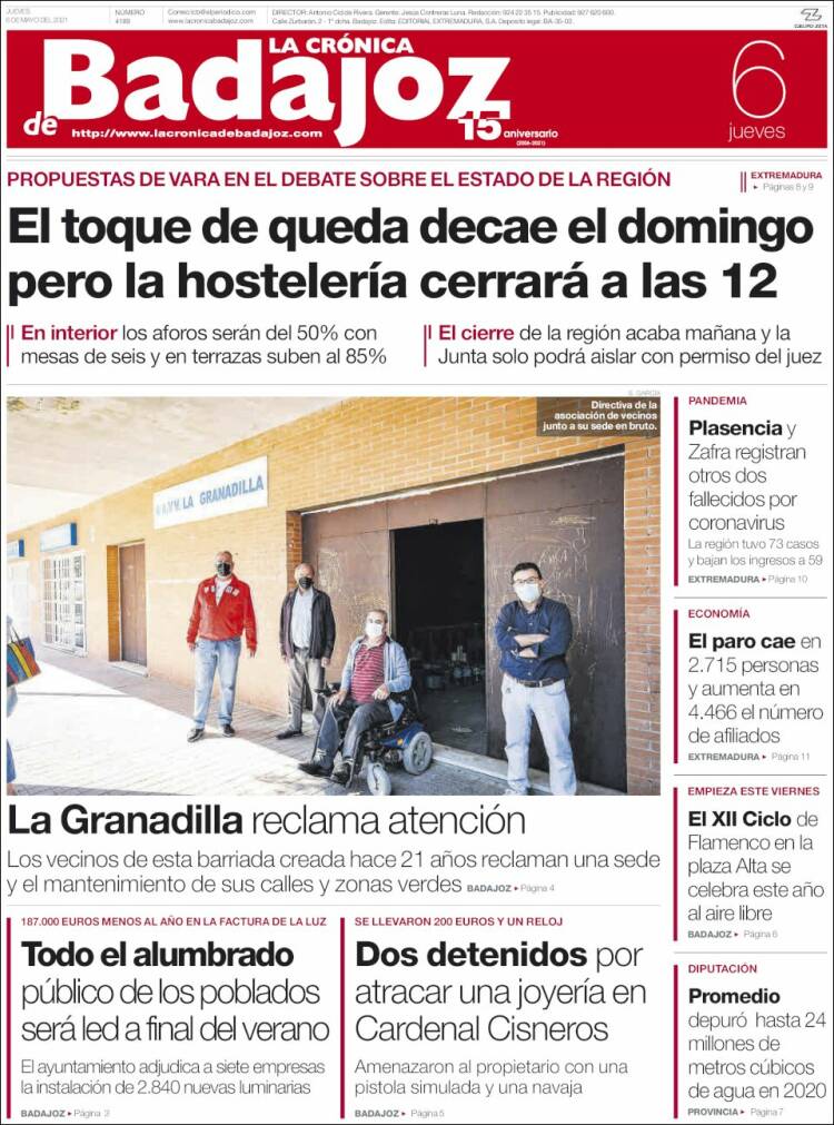 Portada de La Crónica de Badajoz (Spain)