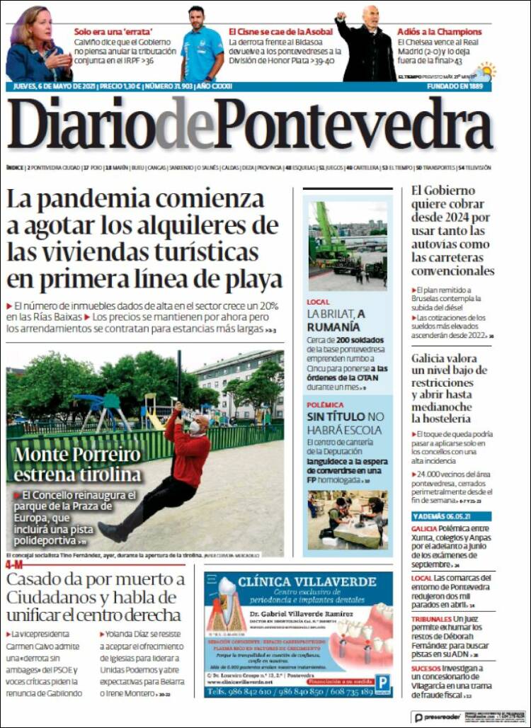 Portada de Diario de Pontevedra (España)