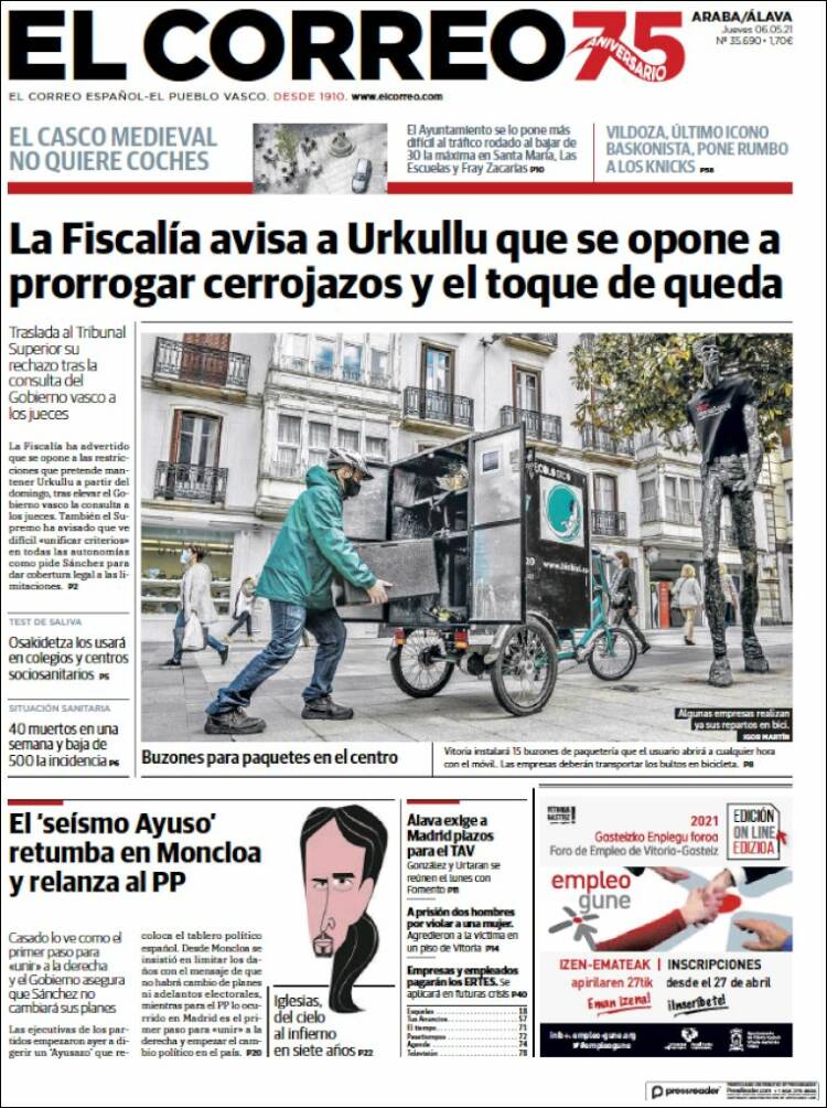 Portada de El Correo - Álava (Spain)