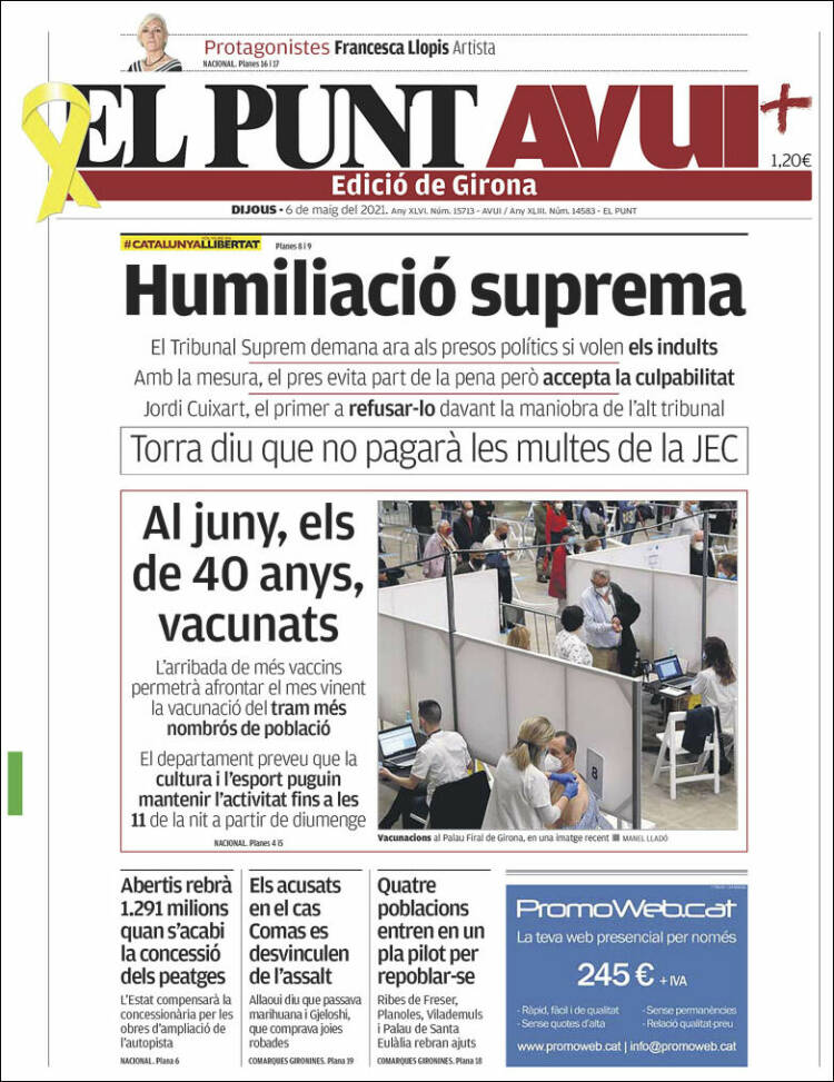 Portada de El Punt Avui - Girona (Spain)