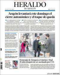 Portada de Heraldo de Aragón (España)