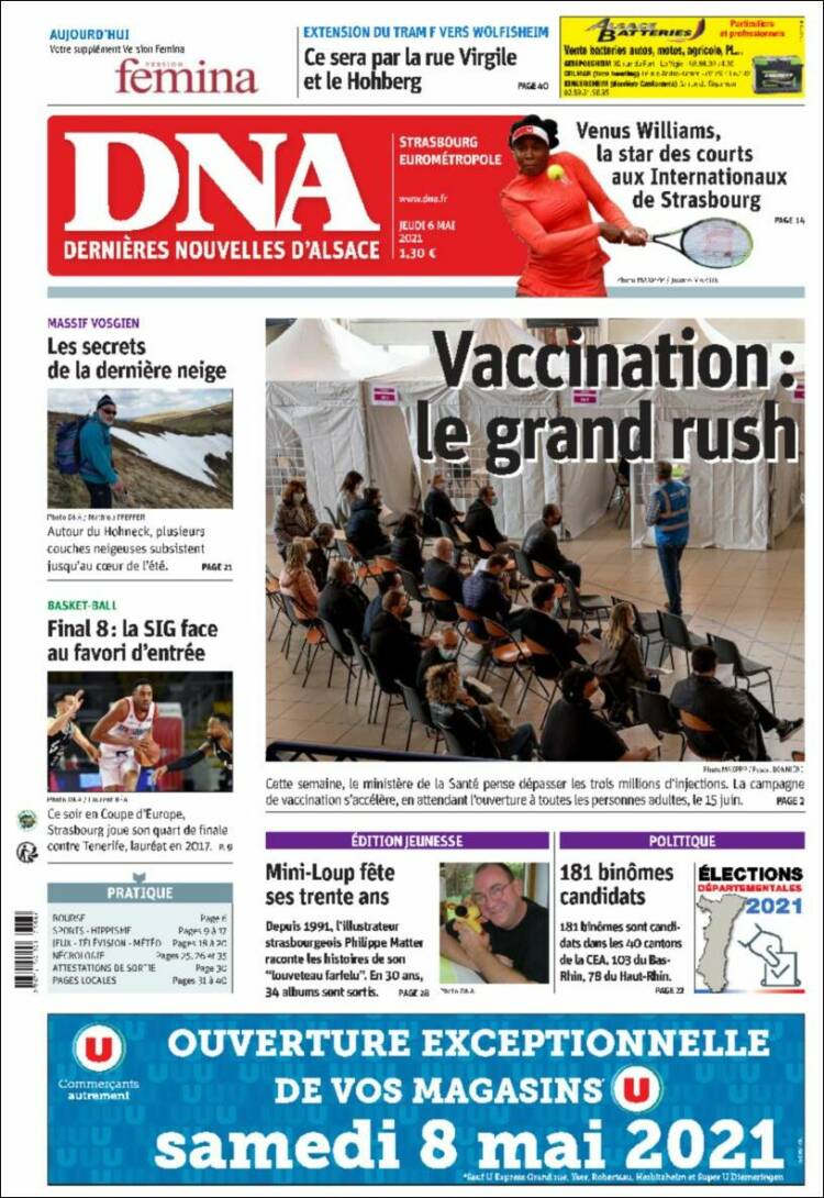 Portada de Les Dernières Nouvelles d'Alsace (France)