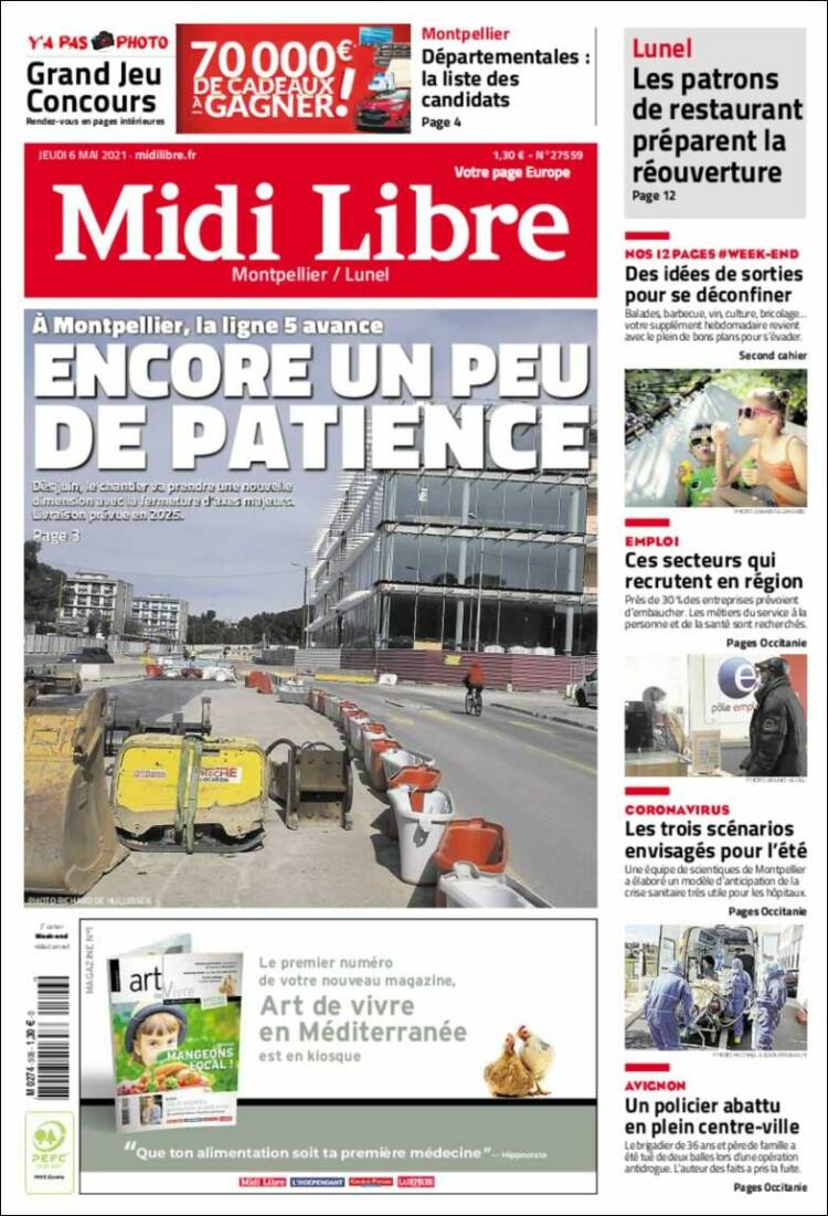 Portada de Midi Libre (Francia)