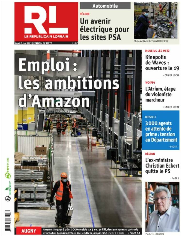 Portada de Le Republicain Lorrain (France)