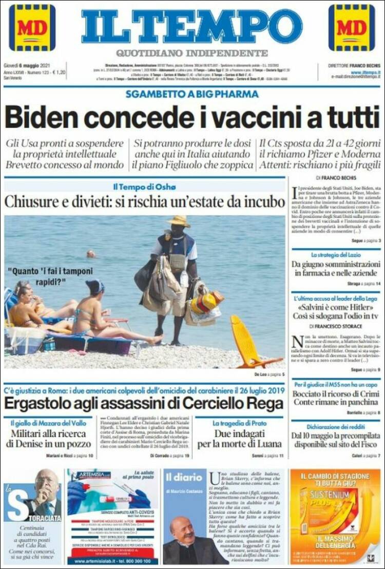 Portada de Il Tempo (Italy)