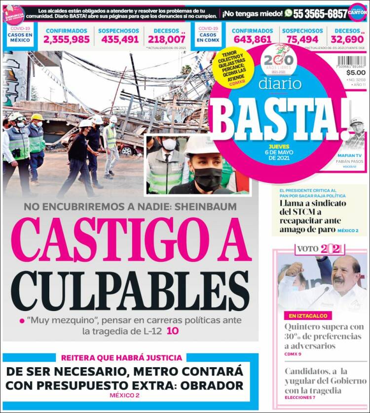 Portada de Diario Basta (Mexico)