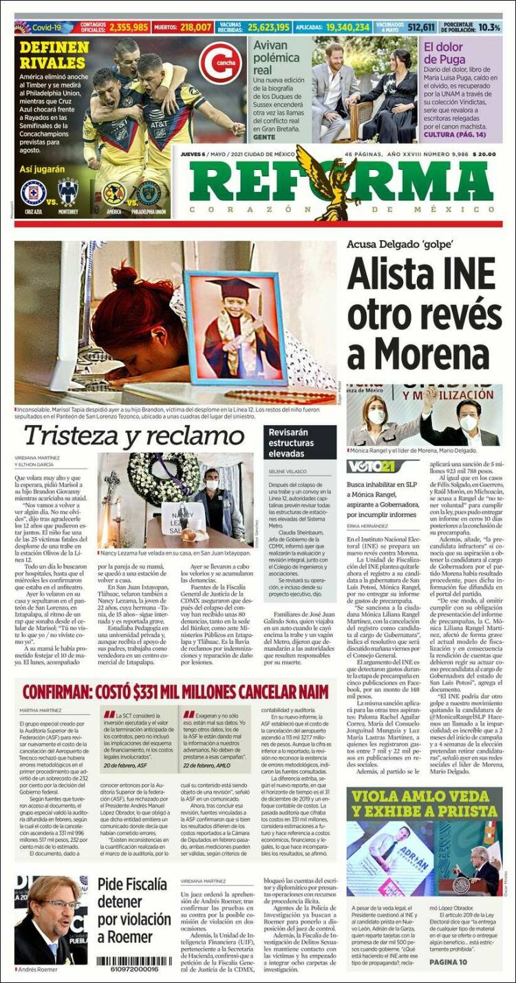 Portada de Reforma (Mexico)