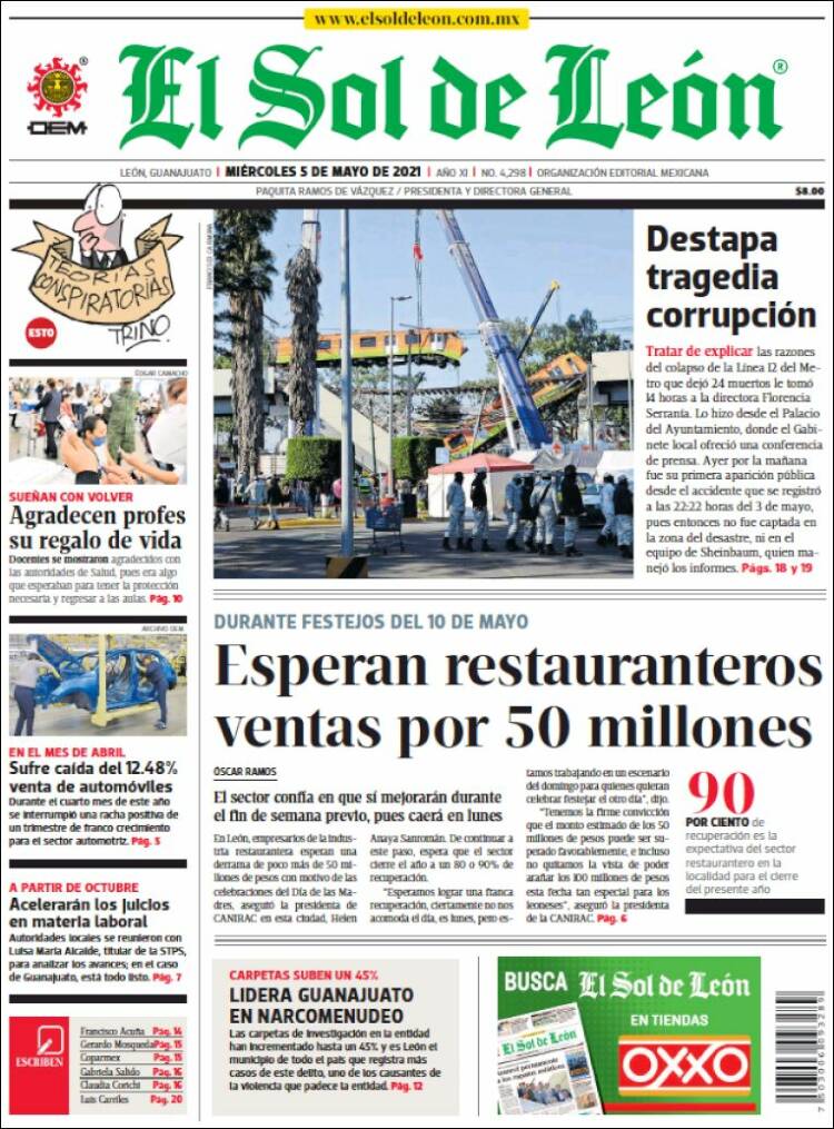 Portada de El Sol de León (Mexico)